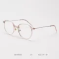 Detailed view of the trendy pink lightweight round optical glasses frame for daily wear. - Transparent Pink C4