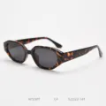 Stylish polygonal narrow-frame polarized sunglasses with classic tortoise shell design. - Tortoise Full Grey C4