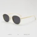 Korean vintage style TR90 polarized sunglasses for women and men daily street snap eyewear. - Ivory White All Grey C3