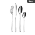 Set di posate in acciaio inossidabile da 4 pezzi moderno coltello forchetta e cucchiaio - Four-Piece Set / Confezione in sacchetto autoadesivo / Colore naturale