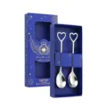 Stainless steel heart shaped coffee spoon gift set with beautiful blue box for kitchen - Heart Coffee Spoon / 2-Piece Blue Box Set / Silver