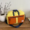 Colorblocked Travel Duffel Bag Large Capacity Expandable Gym Sport Luggage Handbag - Orange