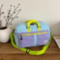 Colorblocked travel duffel bag large capacity portable gym bag for weekend trips outdoor - Purple