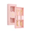 Gold heart-shaped stainless steel fruit fork gift set with pink box for home party. - Heart Fruit Fork / 2-Piece Pink Box Set / Gold