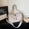 Light gray geometric folding travel duffel bag stylish casual shoulder gym bag for women - Gray