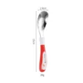 Stainless steel baby spoon with red handle, safe infant feeding cutlery, 15cm length. - Cartoon Two-Tone Style - Red