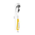 316 stainless steel baby spoon toddler feeding tableware with cute handle and compact size. - Cartoon Two-Tone Style - Yellow