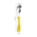 Stainless steel kids spoon baby feeding tableware yellow handle 15.5cm cute design - Cartoon Single Color Style - Yellow