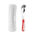 Stainless steel baby spoon with storage case, cute toddler feeding training tableware set. - Cartoon Two-Tone Style - Red Boxed