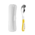 316 stainless steel baby spoon with portable storage case, yellow duck cartoon handle for feeding. - Cartoon Two-Tone Style - Yellow Boxed