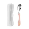 Cute Baby 316 Stainless Steel Spoon with Case Pink Duck Kids Feeding Tableware Set. - Cartoon Monochromatic Style - Light Pink Boxed