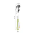 Stainless steel baby spoon with ergonomic green handle for safe feeding, 15cm length. - Cartoon Two-Tone Style - Green
