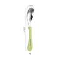 Stainless steel baby spoon with cute cartoon handle, safe feeding tableware for infants and toddlers. - Cartoon Single Color Style - Green