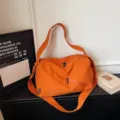 Orange geometric shoulder travel bag large capacity fitness gym sport bag for women - Orange