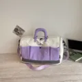 Large capacity canvas travel duffel bag stylish gym bag weekender tote with multi pockets - Purple