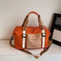 Large capacity travel duffel bag for women, fashion short trip luggage handbag sports fitness. - Red