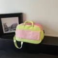Color-blocked travel duffel bag, casual fashion shoulder bag for women short trips - 42x20x28cm / Green