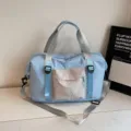 Large capacity women travel duffel bag stylish lightweight gym sports shoulder bag light blue - Light Blue