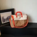 Large travel duffel bag for women and men, lightweight weekender carry-on bag with orange strap. - 40*21*28 / Khaki
