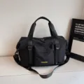 Gran bolsa de viaje negra, bolso deportivo y de fitness casual para mujeres. - Negro