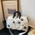 Large capacity travel duffel bag for women, stylish handbag for short trips, lightweight gym and sports bag. - 42*23*22 / White