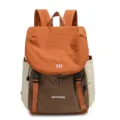 Zaino da esterno leggero, design bicolore arancione marrone, borsa da viaggio casual. - Arancione