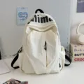 Casual white waterproof backpack for daily school travel, large capacity bookbag. - White