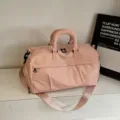 Pink sports gym bag large capacity travel luggage bag lightweight outdoor fitness handbag - Pink