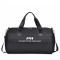 Black sports duffel bag with large capacity, ideal for gym, fitness, and travel use. - Black