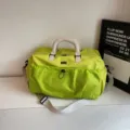 Large capacity travel duffel bag, vibrant lime green gym sports bag with shoulder strap. - Green