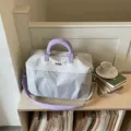 Grande capacità borsa da viaggio borsone leggero portatile borsa casual fine settimana donna - 40*21*25 / Bianco avorio