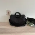 Black large capacity travel duffel bag, portable lightweight gym shoulder luggage bag. - Black