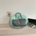 Mint green travel duffel bag large capacity gym shoulder bag lightweight luggage storage - Light Blue