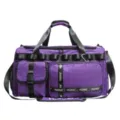 Purple grid travel duffel bag large capacity gym sports bag with multiple pockets. - Purple