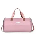 Pink large capacity gym duffel bag with wet dry separation, perfect for yoga and travel sports. - Pink