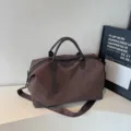 Elegante borsa da viaggio marrone, borsa porta bagagli portatile leggera per brevi viaggi. - Caffè