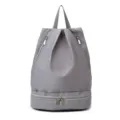 Waterproof gym backpack for men and women, minimalist grey dry wet separation travel bag. - Gray