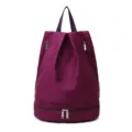 Waterproof gym backpack for swimming and fitness, stylish purple travel daypack with wet dry compartments. - Deep purple
