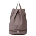 Waterproof gym backpack with dry wet separation for swimming and sports fitness travel. - Khaki