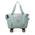 Gran bolsa de viaje con ruedas universales, bolsa de almacenamiento extensible para mujeres. - Verde menta