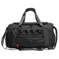 Large capacity outdoor sports fitness gym bag travel luggage duffel bag with grid pattern. - Black