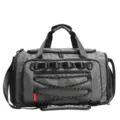 Grey Grid Travel Duffel Bag Large Capacity Gym Sports Bag with Multi Pockets and Straps - Gray