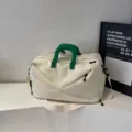 Large capacity gym duffel bag with dry wet separation, stylish green handles and shoulder strap. - 40*21*22 / Off White
