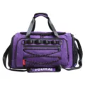 Bolsa de deporte a cuadros morada, gran bolso de viaje fitness con multiples bolsillos. - Púrpura