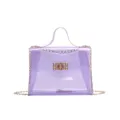 Transparent PVC shoulder bag for women, featuring a chic gold chain and stylish turn-lock clasp. - Purple
