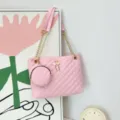 Rosa Gesteppte Umhängetasche Zweiteiliges Set mit Kette und Münzbeutel Stilvoll - Rosa