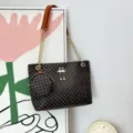 Damen Retro Monogramm Umhängetasche Zweiteiliges Set Kettengurt Handtasche Stilvolle Tasche - Gepunktetes Braun