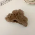 Braune Plüsch Haarklammer, große Kunstfell Haarkralle für dickes Haar Styling. - Haarklammer-Stil / Kaffee Plüsch