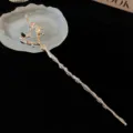 Chic irregular metal hair stick with colorful rhinestones for stylish daily updos and buns. - Deconstructed Heart Style (HH2635) / Silver Heart Style (Style 35)