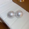 French retro textured pearl ear studs, elegant round designer jewelry variant for women daily wear. - 24# Silver Post - White Pearl